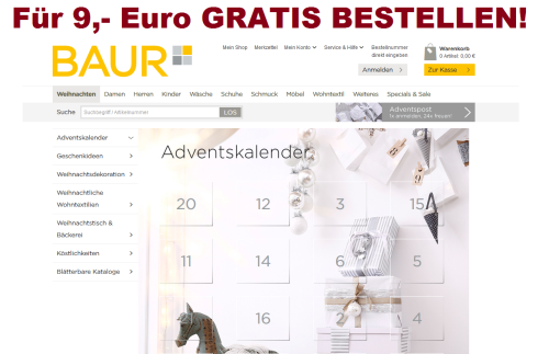 Knaller! 15,- Euro BAUR Gutschein auf Mode, Schuhe und Wohnen ohne MBW – gratis Shoppen für 9,05 Euro!