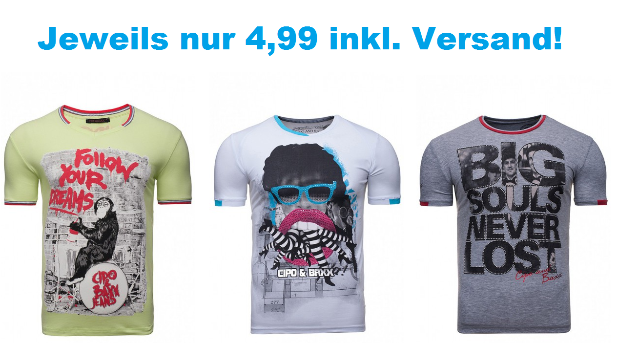 24 verschiedene Cipo & Baxx T-Shirts für je 4,99 Euro inkl. Versand!