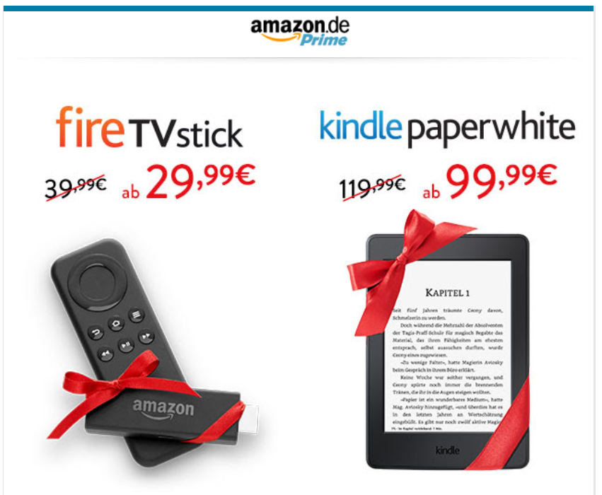 Kindle Paperwhite 3G 6. Generation für 119,99 Euro und Amazon Fire TV Stick für 29,99 Euro!