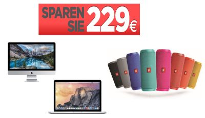 Nur noch heute! 100,- Euro Rabatt beim Kauf eines Mac bei Mactrade + JBL  Flip 3 Lautsprecher gratis + 5% Education Rabatt möglich!