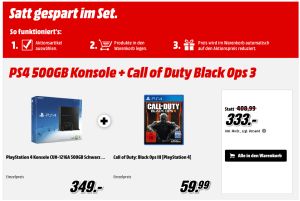 Playstation 4 Bundle mit PS4 500GB + COD Black Ops für 337,98 Euro oder einzeln für 296,96 Euro!