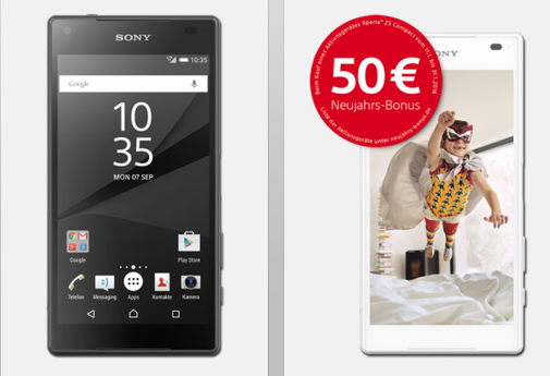 Otelo Allnet-Flat XL 1000 MB mit Sony Xperia Z5 Compact und 50,- Euro Erstattung für 29,99 Euro / Monat!