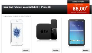 Telekom Magenta Mobil S mit Apple iPhone SE 64GB + Apple TV 4 + Samsung Tab E 9.6 + 15.000 Meilen für nur 85,- Euro Zuzahlung!