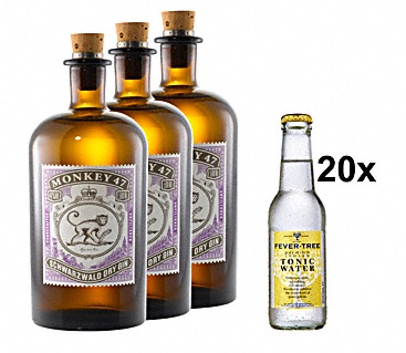 Hiiicksss! 3x Monkey 47 Gin zusammen mit 20x Tonic nur 98,70 Euro inkl. Versand