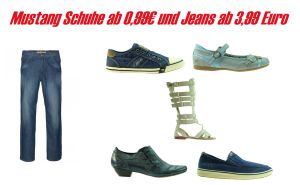 Kranke Preise bei Outlet46 – Mustang Schuhe ab 99 Cent oder Mustang Jeans ab 3,99 Euro!