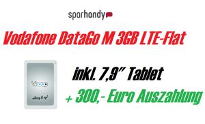 Vodafone DataGo M 3GB Flat mit Whoop Charlie Tablet und 300,- Euro Auszahlung eff. 4,99 Euro pro Monat