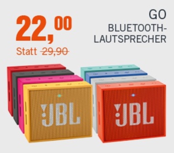 Ultraportabler Bluetooth Lautsprecher “JBL GO” in 8 verschiedenen Farben für je nur 22,- Euro