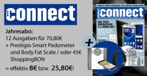 Jahresabo der Zeitschrift “Connect” + Prestigio Smart Pedometer & Body Fat Scale für zusammen 70,80 Euro!