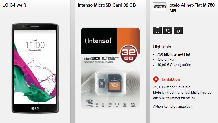 Handyflash: Tarif Otelo Allnet Flat M für nur 19,99 Euro monatlich + SD-Karte/Powerbank + LG für nur einmalig 1,- Euro