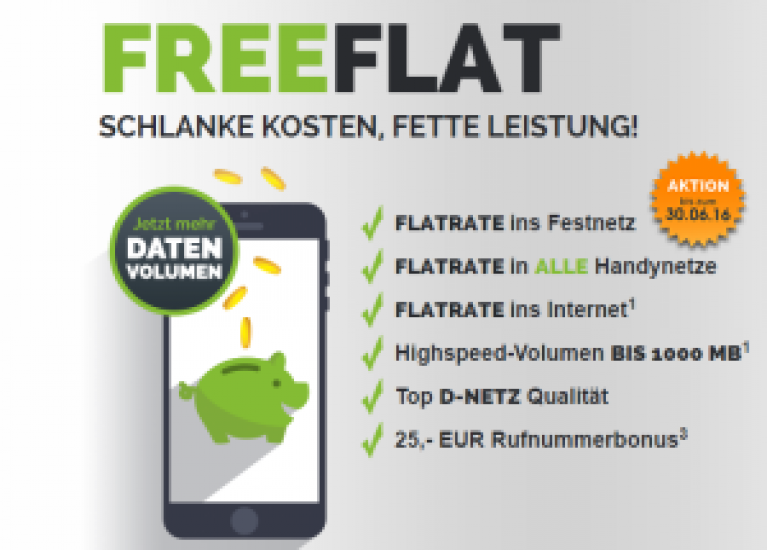 Freenetmobile Tarife Mit Oder Ohne Laufzeit – Z.B. FreeFlat 1000 Allnet ...