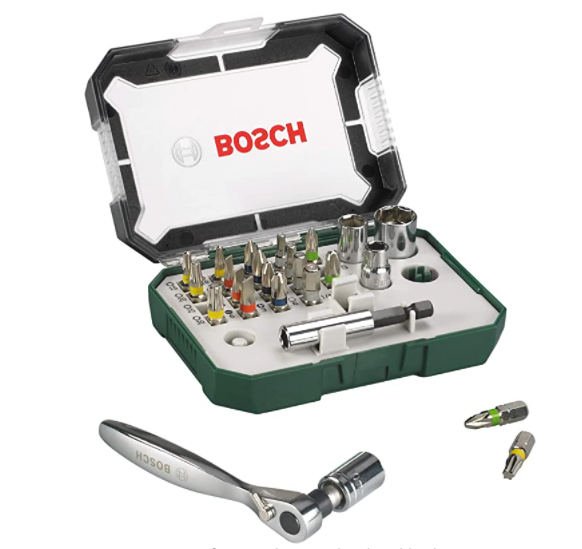 26-teiliges BOSCH Schrauberbit- und Ratschen-Set für nur 13,54€ bei Prime inkl. Versand