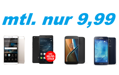 Knaller! MD O2 Smart Surf mit 50 Min, 50 SMS und 1GB Daten für 9,99 Euro und versch. Smartphones für einmalig nur 4,95 Euro!