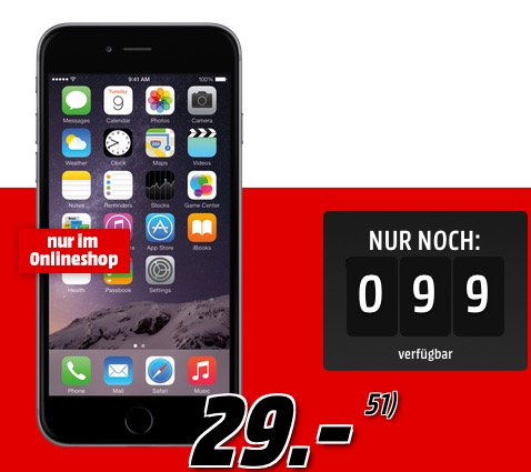 TARIFtastisch! Vodafone Flat Allnet Comfort Aktion (Allnet-Flat, 1GB Datenvolumen) + Apple iPhone 6 Plus 16GB monatlich 24,99 Euro