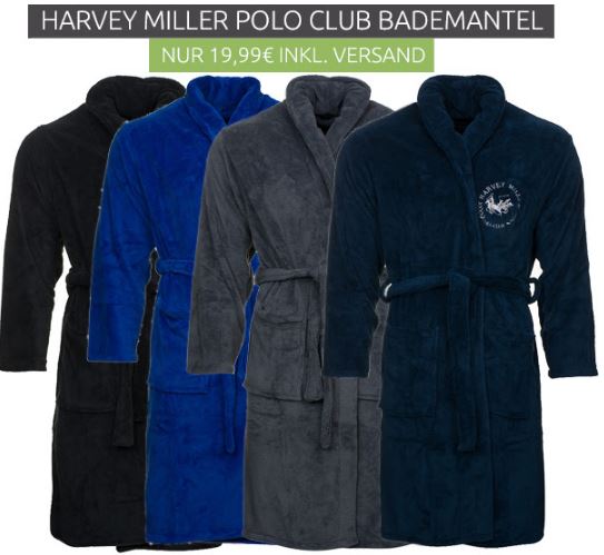 Harvey Miller Polo Club Bademantel in verschiedenen Farben für nur 19,99 Euro inkl. Versand