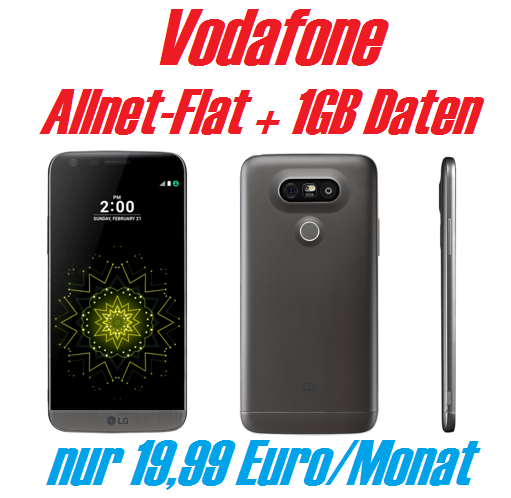 Wieder da: LG G5 mit Allnet Comfort Tarif (Allnet-Flat, SMS-Flat + 1GB Daten) 19,99 Euro pro Monat