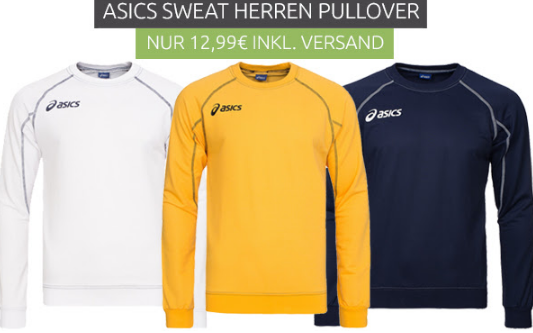 Asics Sweat Alpha Herren Sweatshirt in Blau oder Weiss für nur 12,99 € inkl. Versand