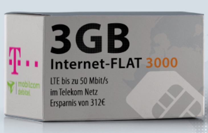 Datenflatrate Telekom Internet Flat 3GB LTE nur 6,99 Euro im Monat – mit 6GB LTE nur 9,99 Euro