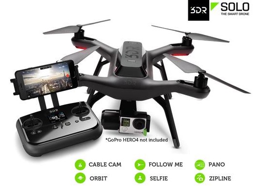 Spielzeug für die Großen! 3DR Solo Drohne inkl. SmartShots zusammen mit Solo Gimbal nur 649,95 Euro (Vergleich 970,-)