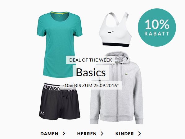 Engelhorn Sports Weekly Deal: 10% Extra-Rabatt auf Basics