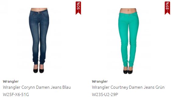 Outlet46! Damen und Herren Wrangler Jeans versch. Modelle schon ab 9,46 Euro inkl. Versand