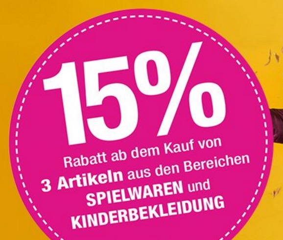 Galeria Kaufhof: 15% Rabatt beim Kauf von 3 Artikeln der Kategorien Spielwaren & Kinderbekleidung