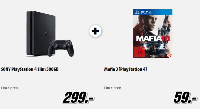 Sony PlayStation 4 Slim (500GB) + Mafia III für nur 289,- Euro