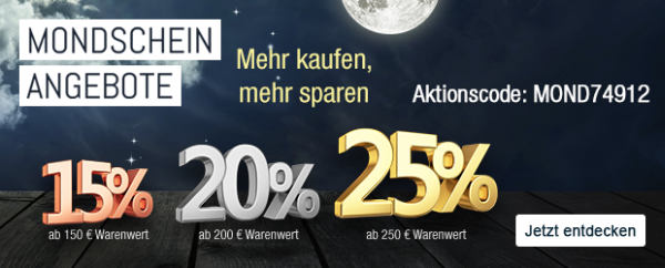 Bei Galeria Kaufhof ab 20 Uhr „Mondschein Angebote“ mit bis zu 25% Rabatt auf euren Einkauf