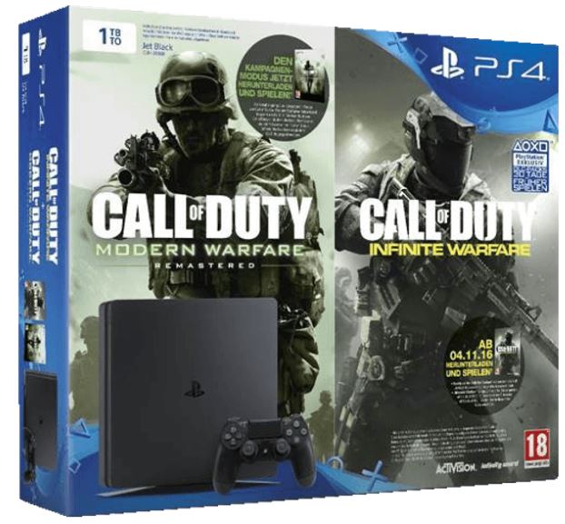 Saturn Entertainment Weekend Deals: z.B. Sony Play Station 4 1TB Slim + Call of Duty Infinite Warfare + Call of Duty Modern Warfare Remastered für nur 299,- Euro inkl. Versand