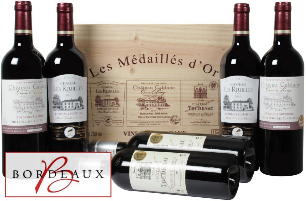 Tolles Geschenk! Prämierte Bordeaux Supérieur Weine (6 Flaschen) in edler Holzkiste nur 38,94 Euro inkl. Lieferung