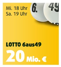 Heute 20 Mio. Euro im Jackpot! 1 Feld Lotto 6aus49 + 1 Feld Cash4Life + 10 Rubbellose für nur 99 Cent