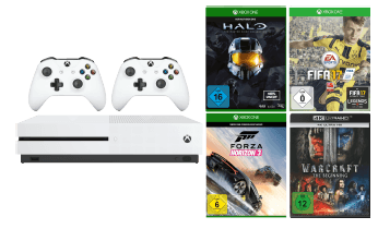 MICROSOFT Xbox One Smit 2 Controllern, Halo Master Chief Collection, Forza Horizon 3 und FIFA 17 sowie dem Warcraft Film für nur 319,- Euro
