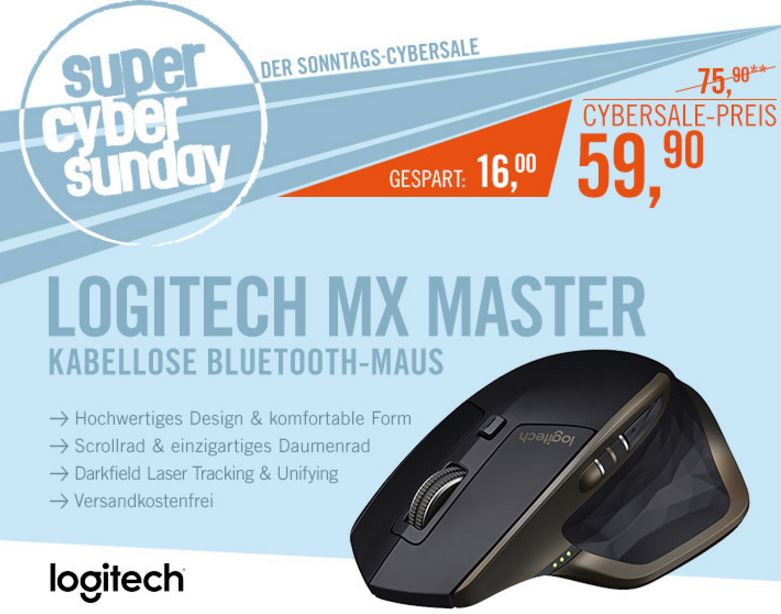 Logitech MX Master Bluetooth Maus in Schwarz für nur 59,90 Euro inkl. Versand