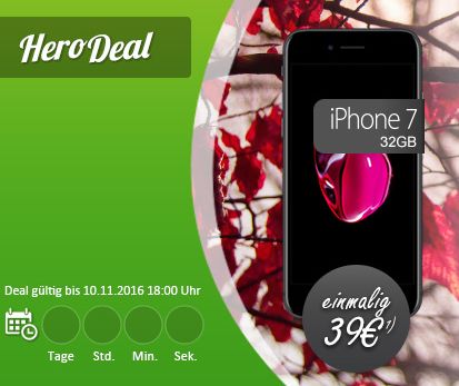 Vodafone Smart L Giga + Apple iPhone 7 32GB für 39,99 Euro monatlich + einmalig 39,- Euro