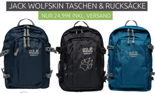 Jack Wolfskin Berkeley Rucksack in verschiedenen Farben für nur 24,99 Euro inkl. Versand