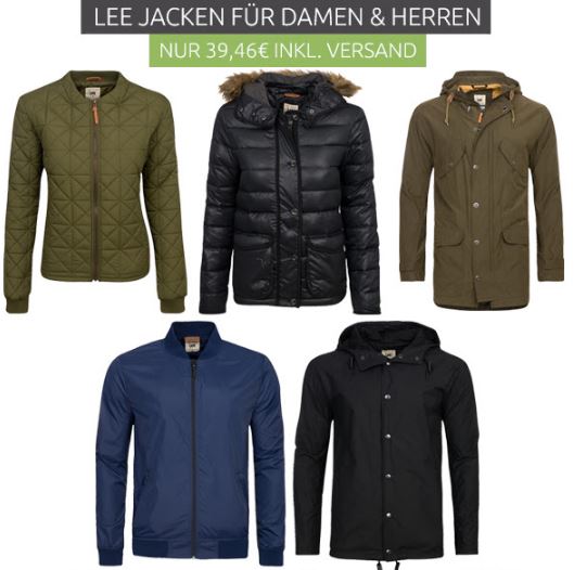 Lee Damen und Herren Jacken für nur 39,99 Euro inkl. Versand