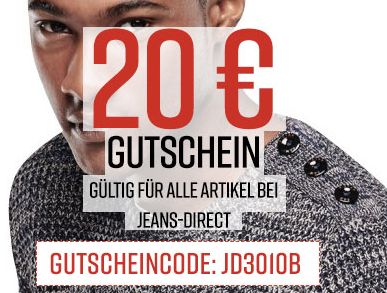 Jeans-Direct Sale mit bis zu 60% Rabatt und bis zu 20,- Euro Rabatt durch Gutscheincode