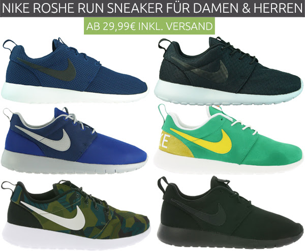 Nike Roshe Run Sneaker für Damen & Herren schon ab 29,99 Euro