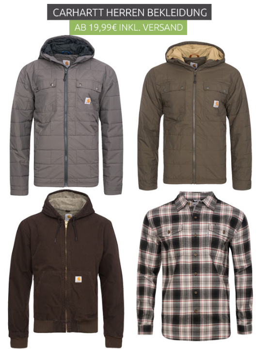 Verschiedene Carharrt Hemden und Jacken ab 9,99 Euro inkl. Versand