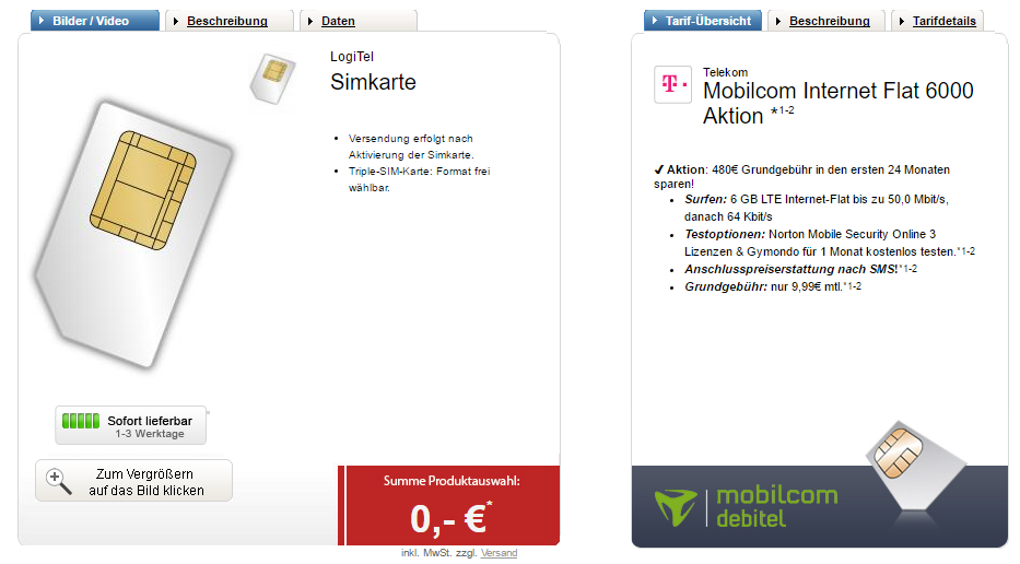 Mobilcom-Debitel Internet Flat 3000 bzw. 6000 im Telekom-Netz nur 6,99 Euro bzw. 9,99 Euro monatlich!