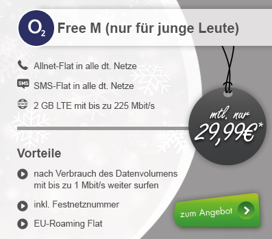 o2 Free M Tarif ab 29,99 Euro monatlich +Samsung Galaxy S7 oder iPhone 7 ab einmalig nur 9,- Euro