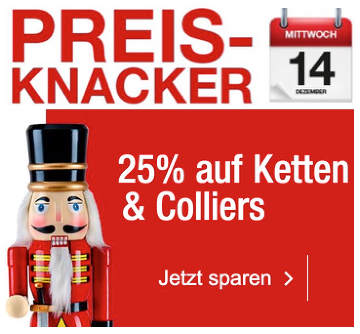 25% Rabatt auf Ketten und Colliers bei Galeria Kaufhof