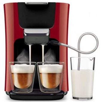 Philips HD7855/80 Senseo Latte Duo Kaffeepadmaschine in Rot + 16 Kaffeepads + Latte Macchiato Glas für nur 149,90 Euro inkl. Versand
