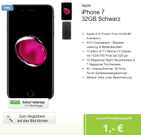 Vodafone Smart L Giga Tarif für 34,99 Euro/Monat mit Apple iPhone 7 32GB für einmalig 49,- Euro