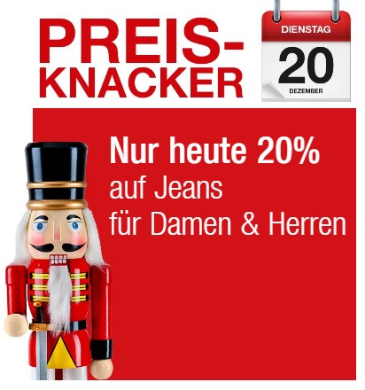 20% auf alle Damen- und Herren-Jeans bei Galeria Kaufhof