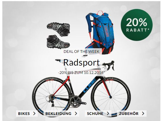 Endet bald! Engelhorn Weekly Deal – 20% Extra-Rabatt auf Radsport im Engelhorn Sports-Shop!