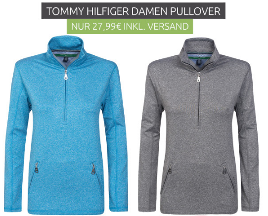 Tommy Hilfiger Nakita 1/4 Zip Melange Mock Damen Golfpullover in verschiedenen Farben für nur 27,99 Euro inkl. Versand