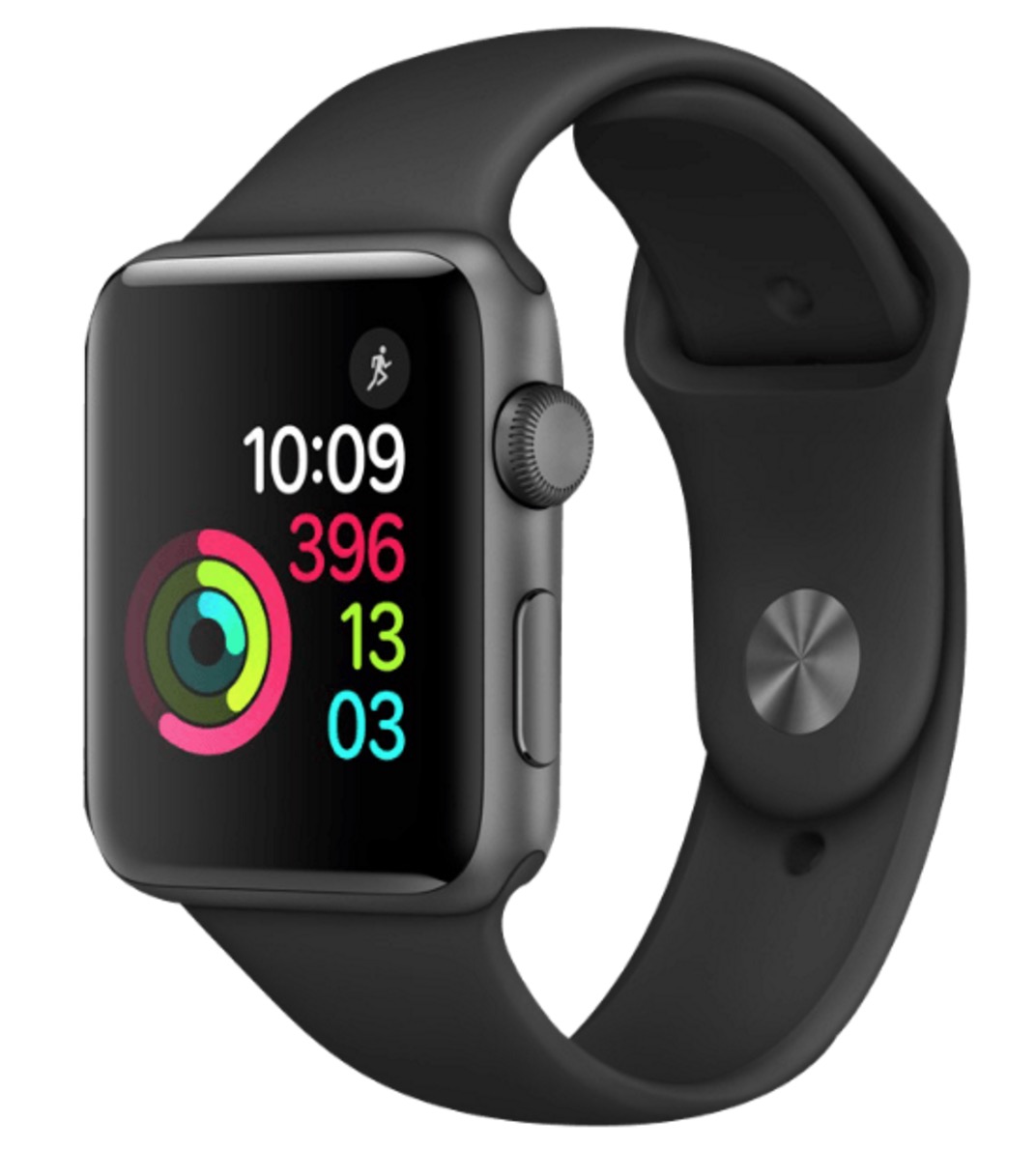 Wieder da! Apple Watch Series 2 42 mm Smart Watch mit Sportband in Grau/Schwarz für nur 381,65 Euro