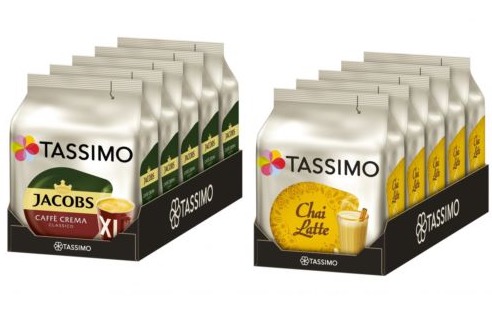 5er Pack Tassimo TDisc Chai Latte oder Jacobs Caffé Crema XL nur 14,99 Euro inkl. Versand