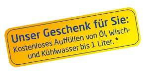 Kostenloser Winter-Check fürs Auto inkl. Auffüllen von Wisch-, Kühlwasser und Öl je bis zu 1 Liter