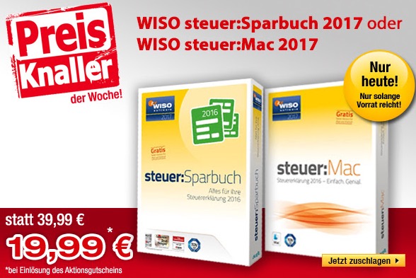 WISO steuer:Mac oder WISO steuer:Sparbuch 2017 je mit CD-Rom nur 19,99 Euro inkl. Versand